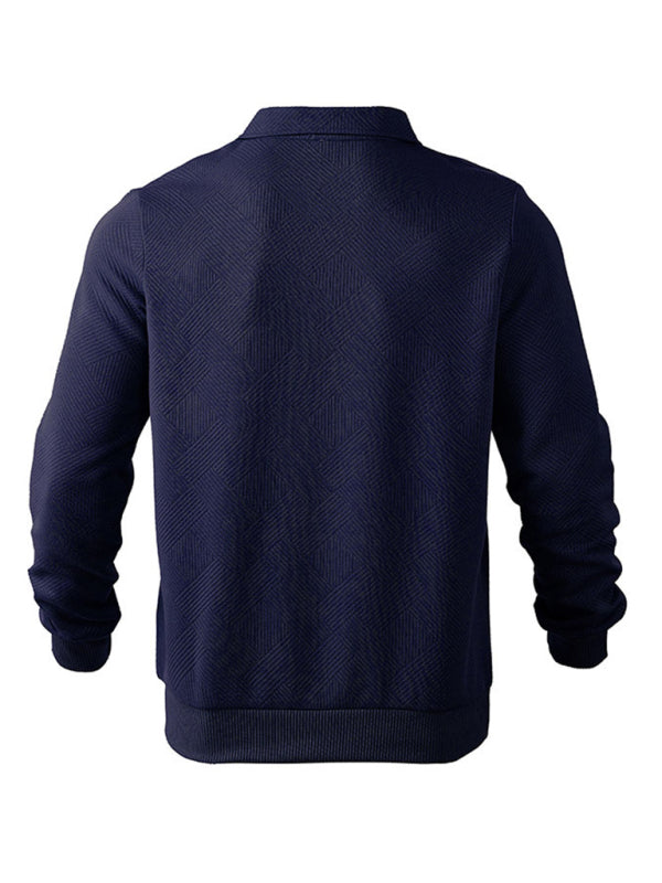 Men's Textured Chevron Zip-Up Pullover Sweatshirts