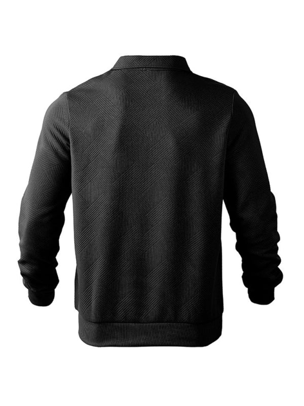 Men's Textured Chevron Zip-Up Pullover Sweatshirts