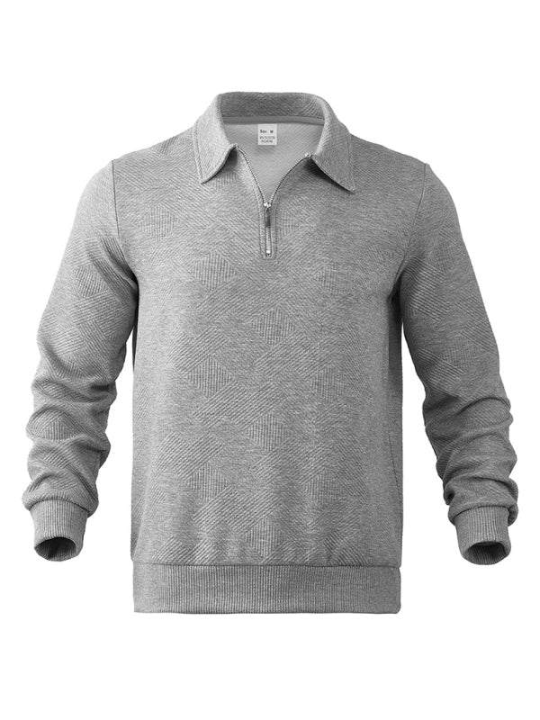 Men's Textured Chevron Zip-Up Pullover Sweatshirts