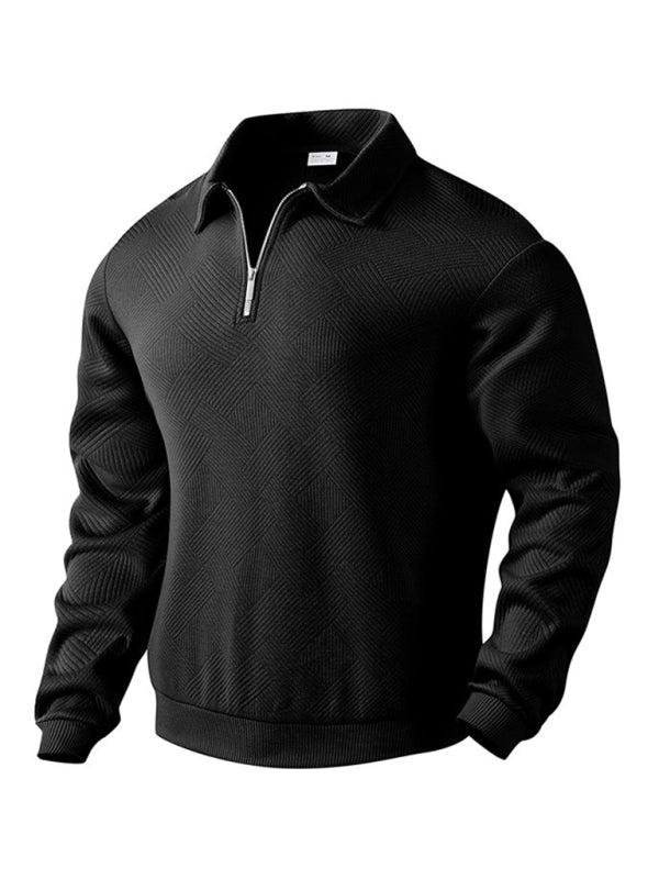 Men's Textured Chevron Zip-Up Pullover Sweatshirts