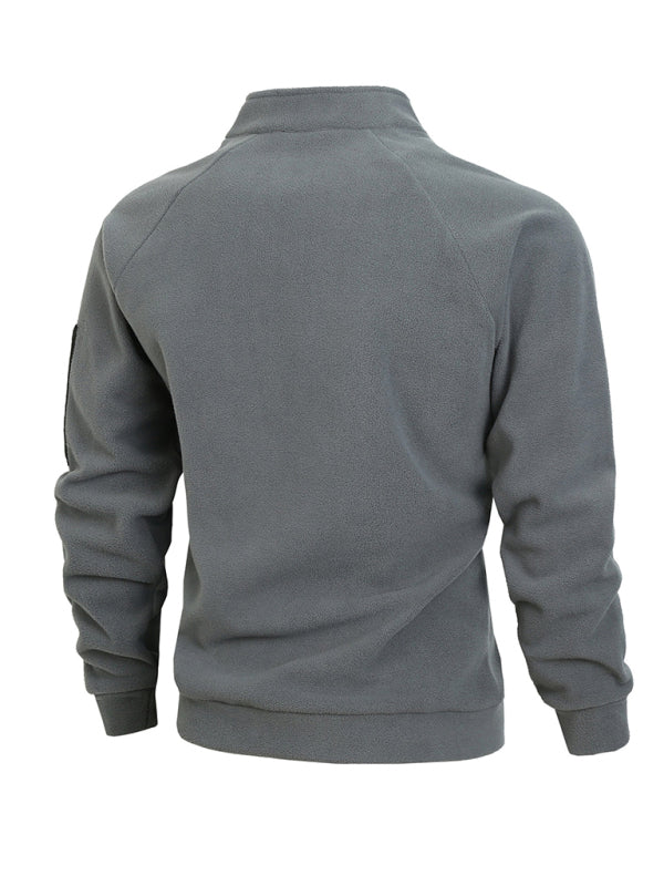 Men's High-Collar Fleece Jacket Zippered Pullover Pullovers