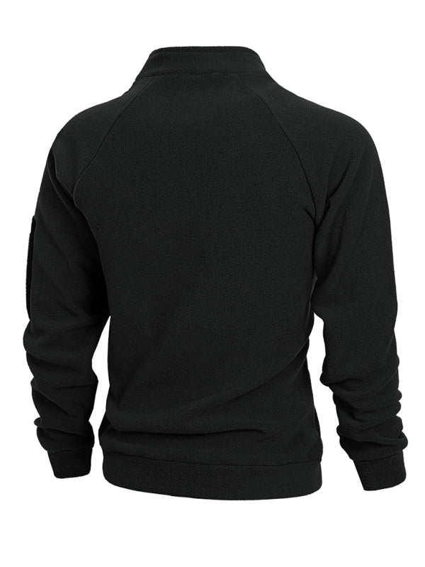 Men's High-Collar Fleece Jacket Zippered Pullover Pullovers