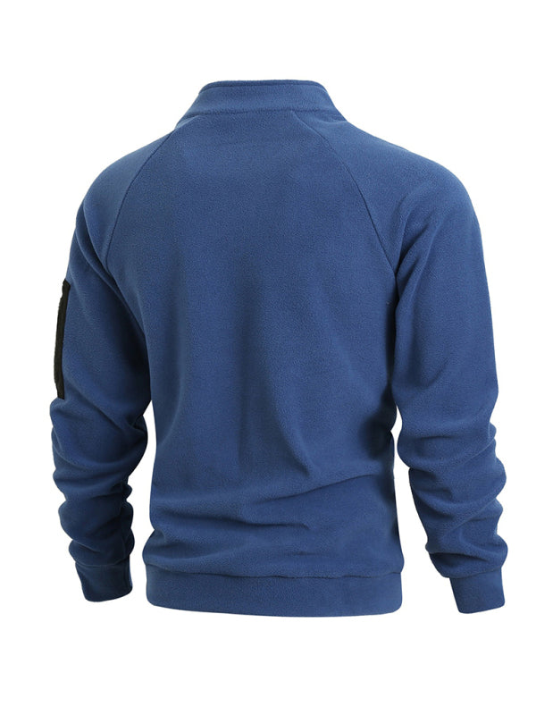 Men's High-Collar Fleece Jacket Zippered Pullover Pullovers