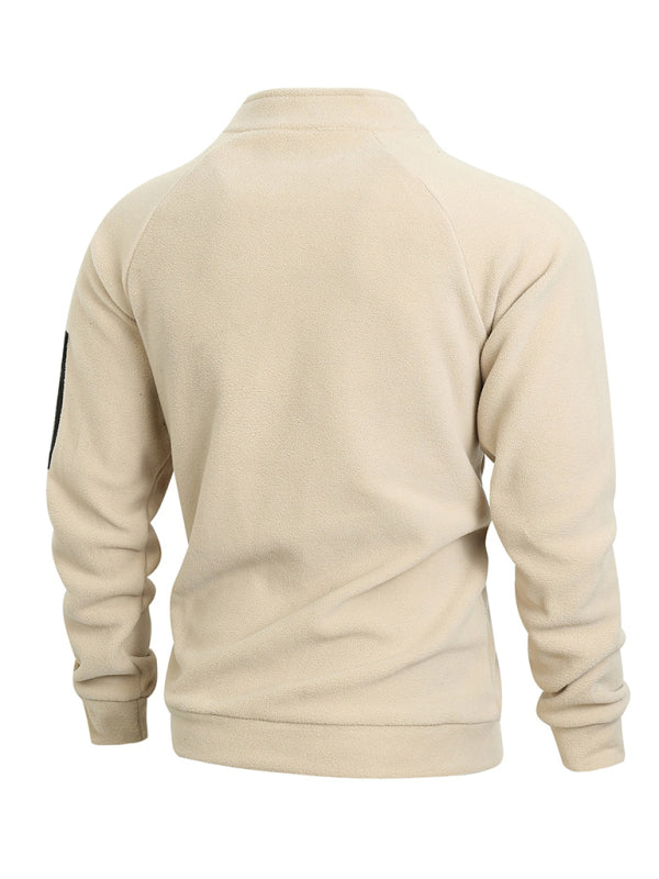 Men's High-Collar Fleece Jacket Zippered Pullover Pullovers