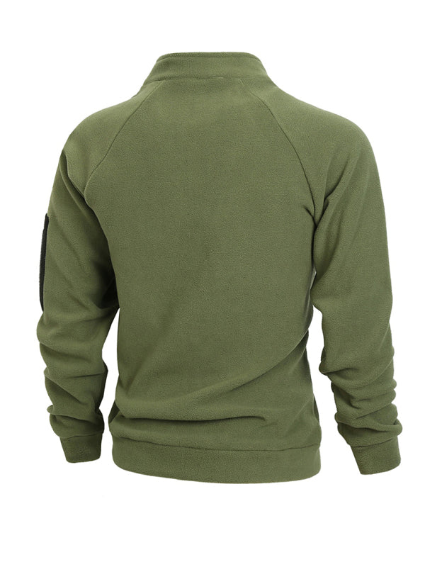 Men's High-Collar Fleece Jacket Zippered Pullover Pullovers