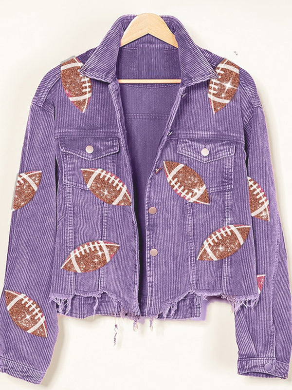 Sporty Denim Jacket for Football and Rugby Events	