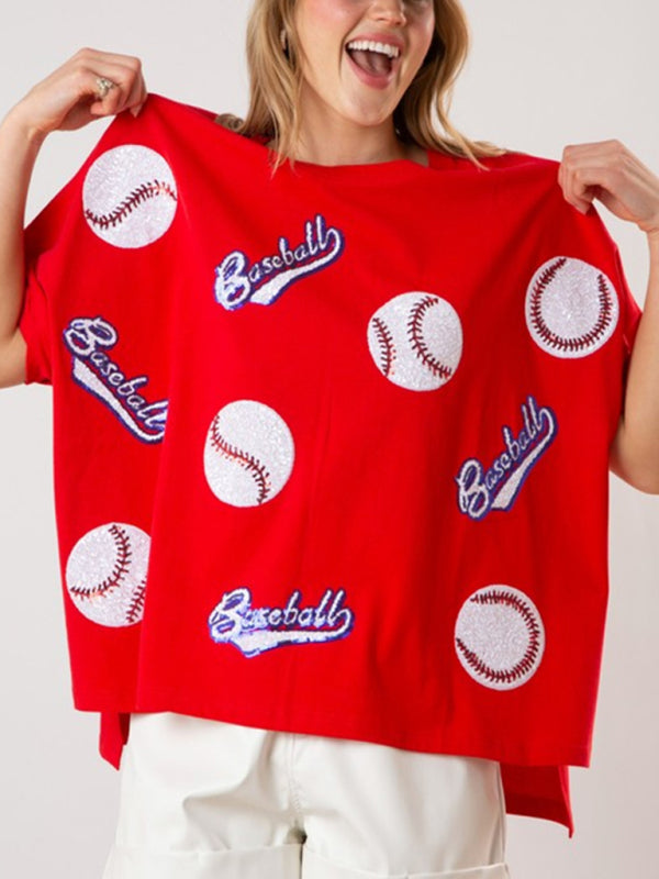 Baseball Sequin Tee for Sports & Casual Wear	