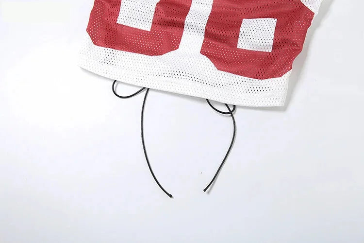 Football College Top with Lace-Up Back for Girls Tops