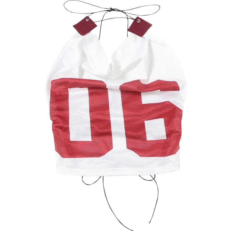 Football College Top with Lace-Up Back for Girls Tops