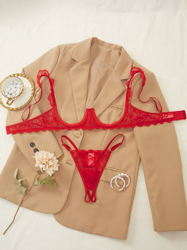 Red Lace Lingerie Set for Special Evenings	