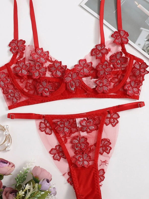 Floral Lace Intimate Lingerie Set for Special Evenings Lingeries