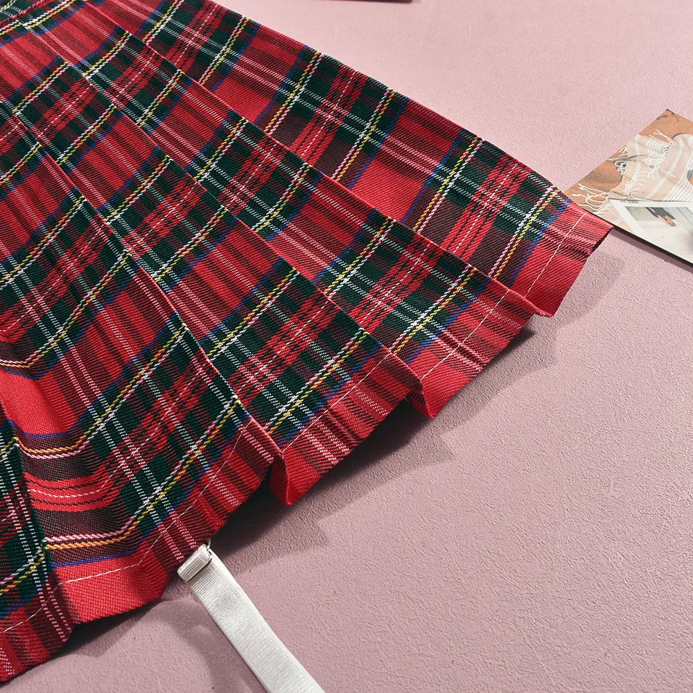 Custom Gingham Sexy Lingerie Garter Set for Women Cosplay