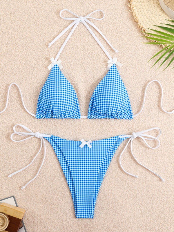 Plaid Gingham String Bikini 2 Piece Swimwear Swimwear