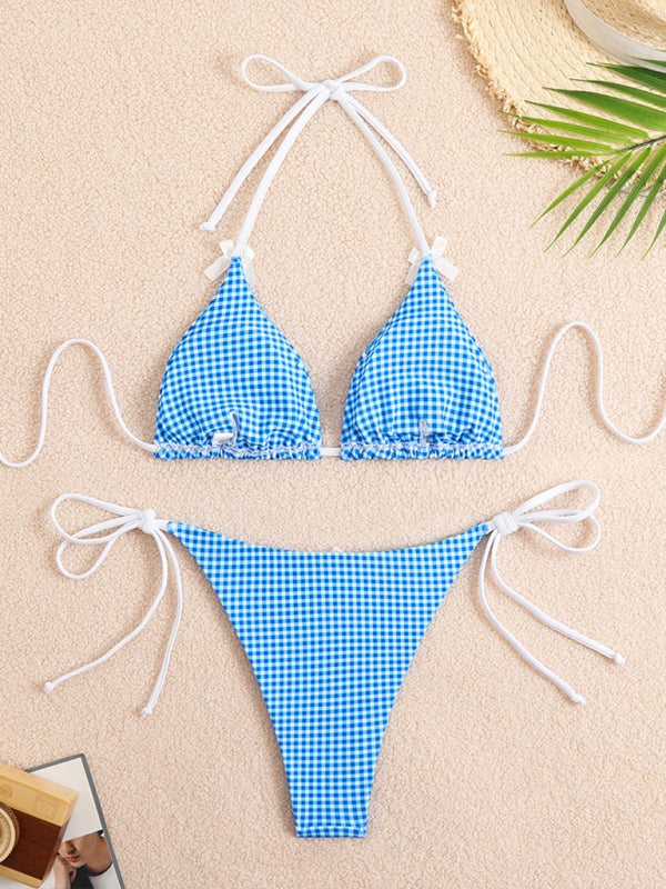 Plaid Gingham String Bikini 2 Piece Swimwear Swimwear