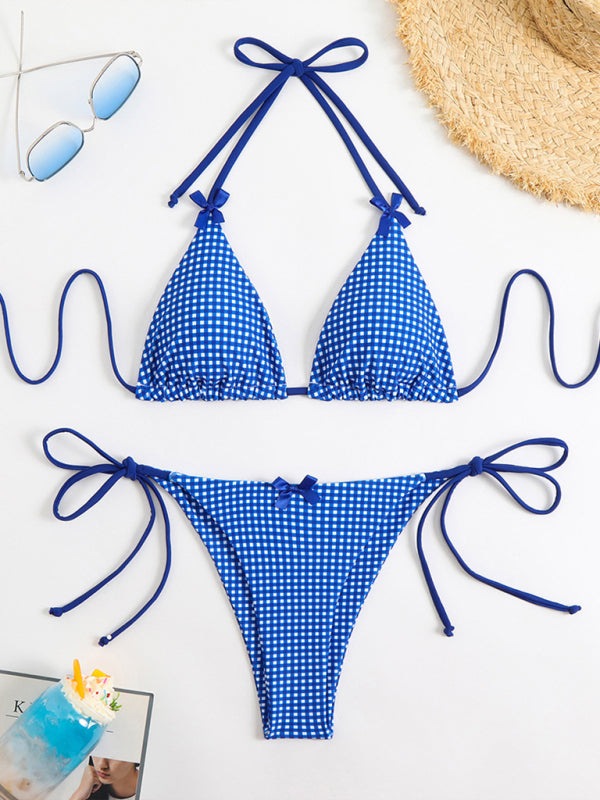 Plaid Gingham String Bikini 2 Piece Swimwear Swimwear