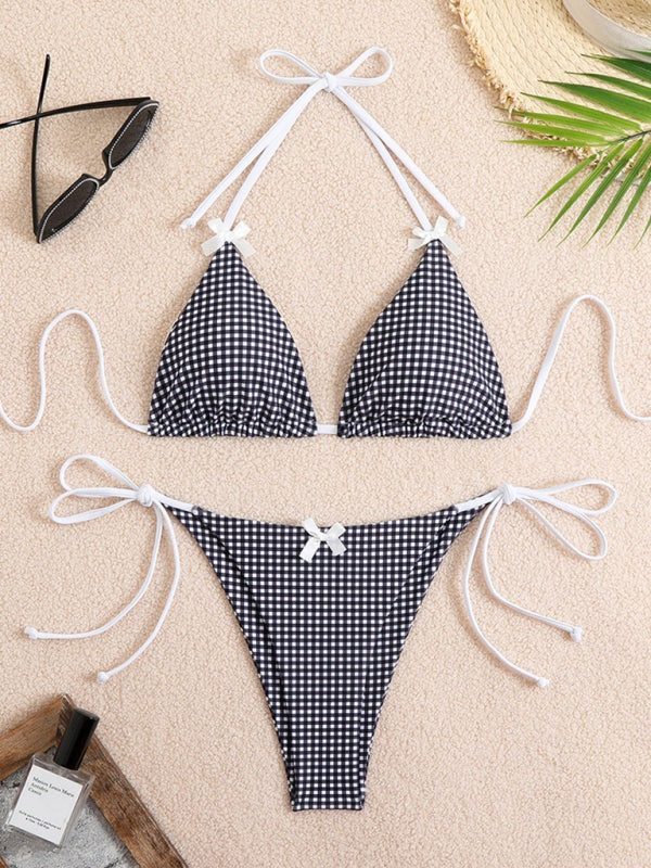 Plaid Gingham String Bikini 2 Piece Swimwear Swimwear