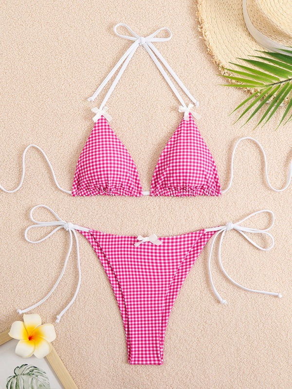 Plaid Gingham String Bikini 2 Piece Swimwear Swimwear