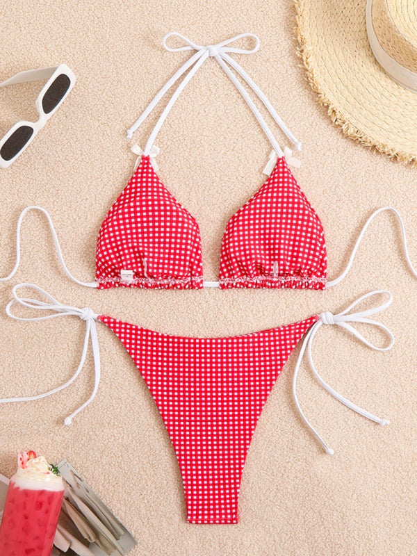 Plaid Gingham String Bikini 2 Piece Swimwear Swimwear