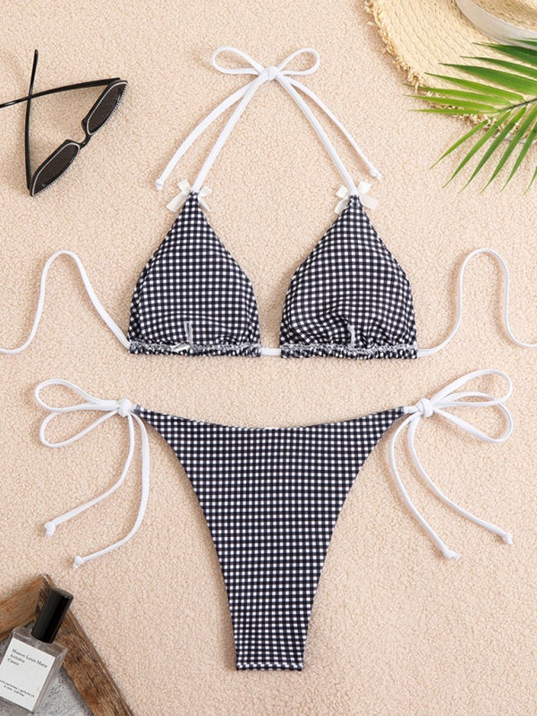 Plaid Gingham String Bikini 2 Piece Swimwear Swimwear