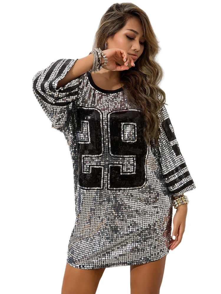 Sparkle on Game Day Sequined Sports Dress Sporty Outfits