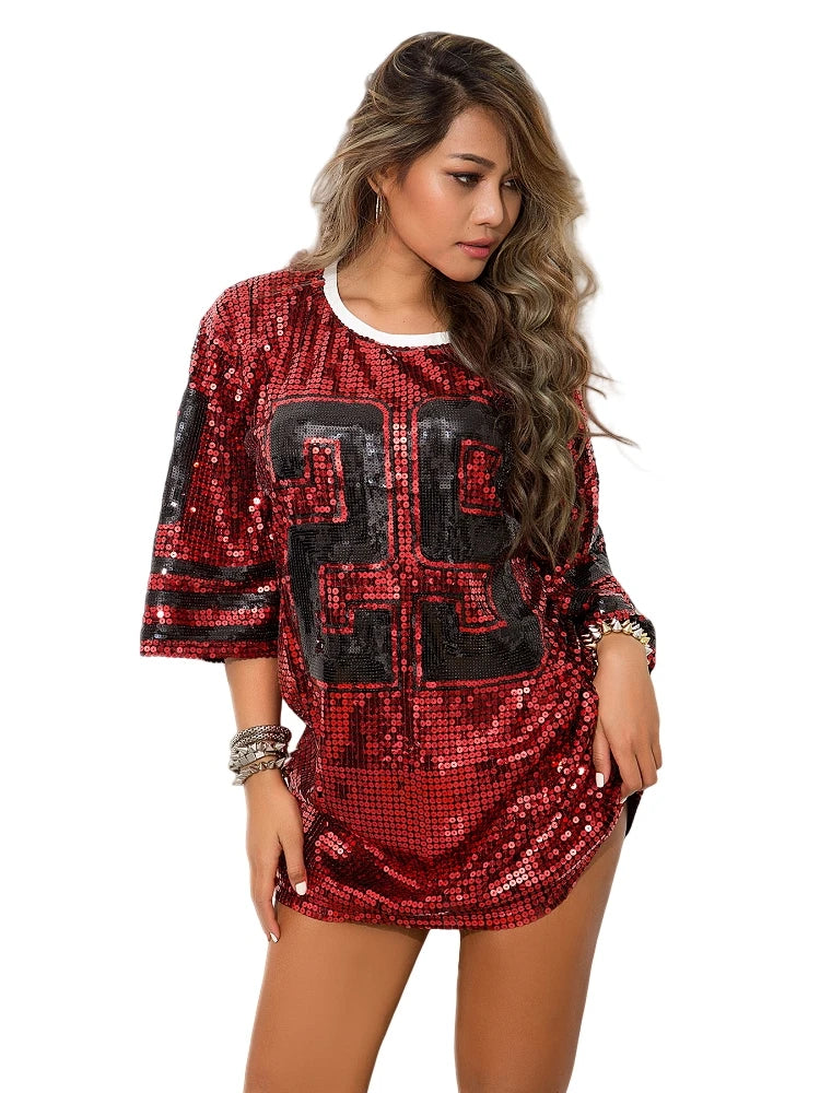 Sparkle on Game Day Sequined Sports Dress Sporty Outfits