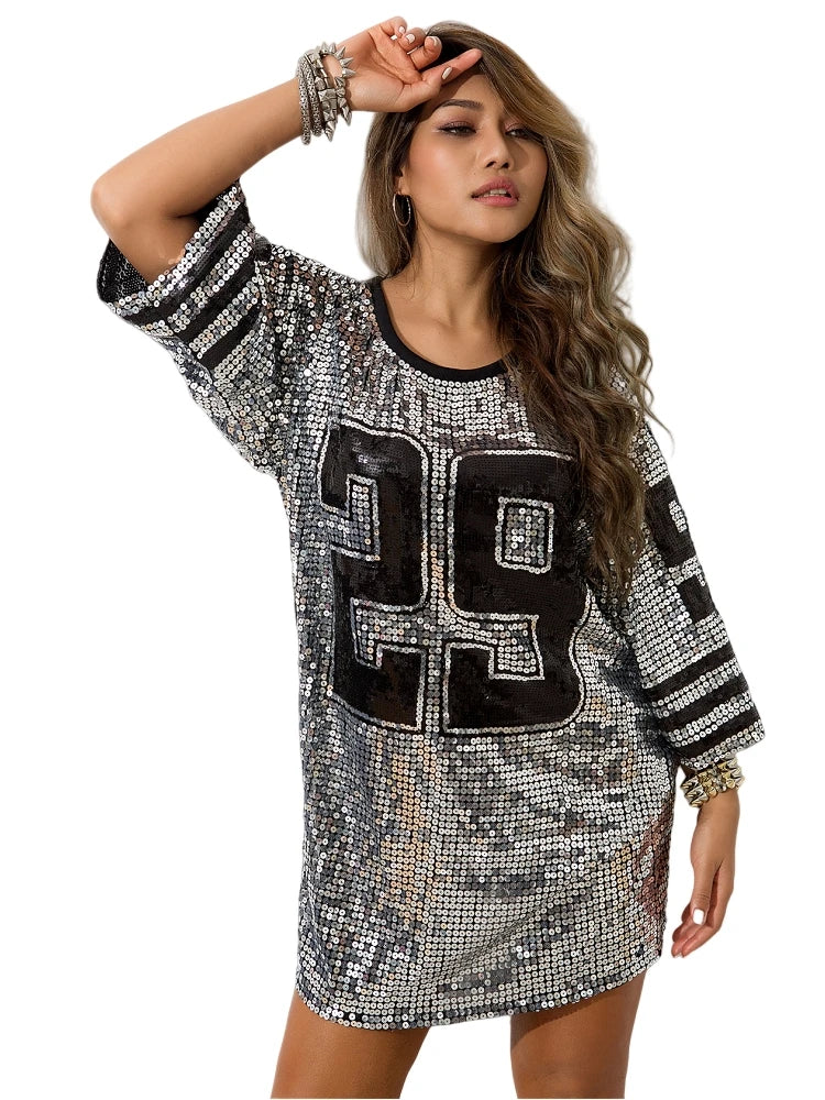 Sparkle on Game Day Sequined Sports Dress Sporty Outfits