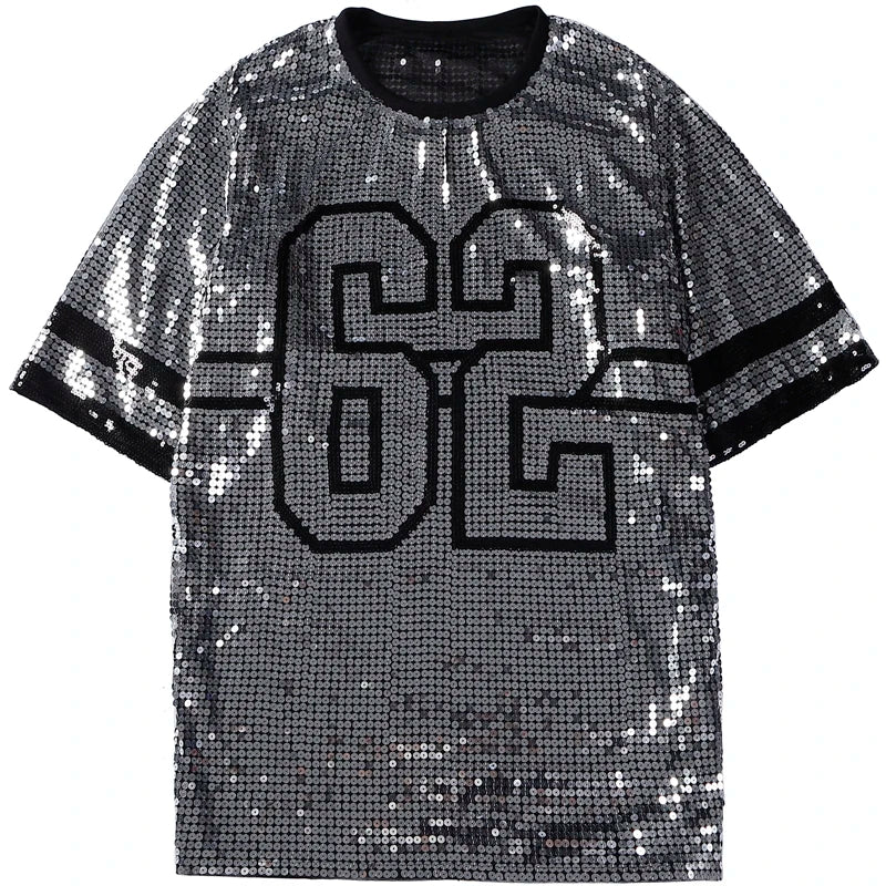 Sporty Sequined T-Shirt Dress for Super Bowl Game Day Sporty