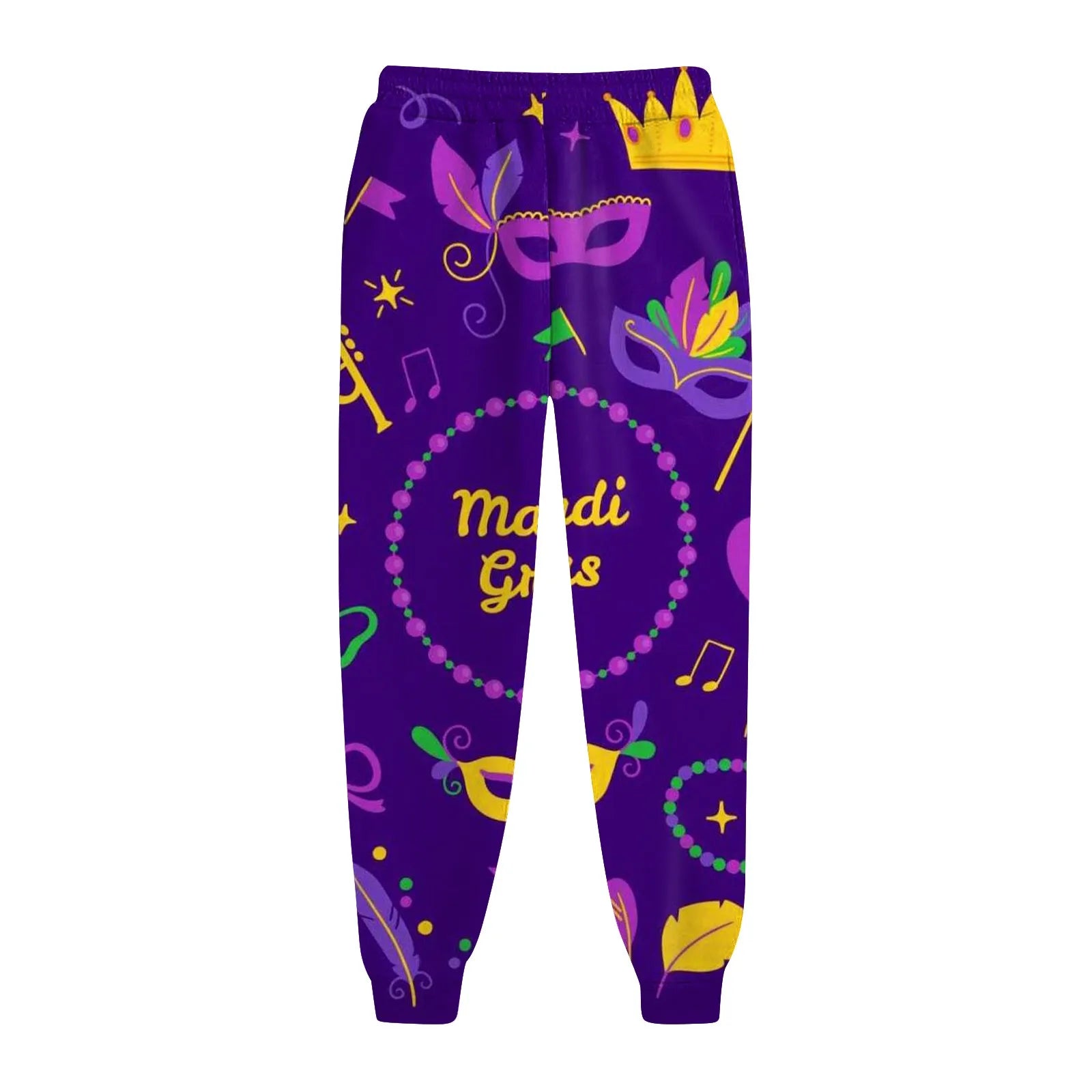 Women's Festive Mardi Gras Joggers for Festival Wear Pants