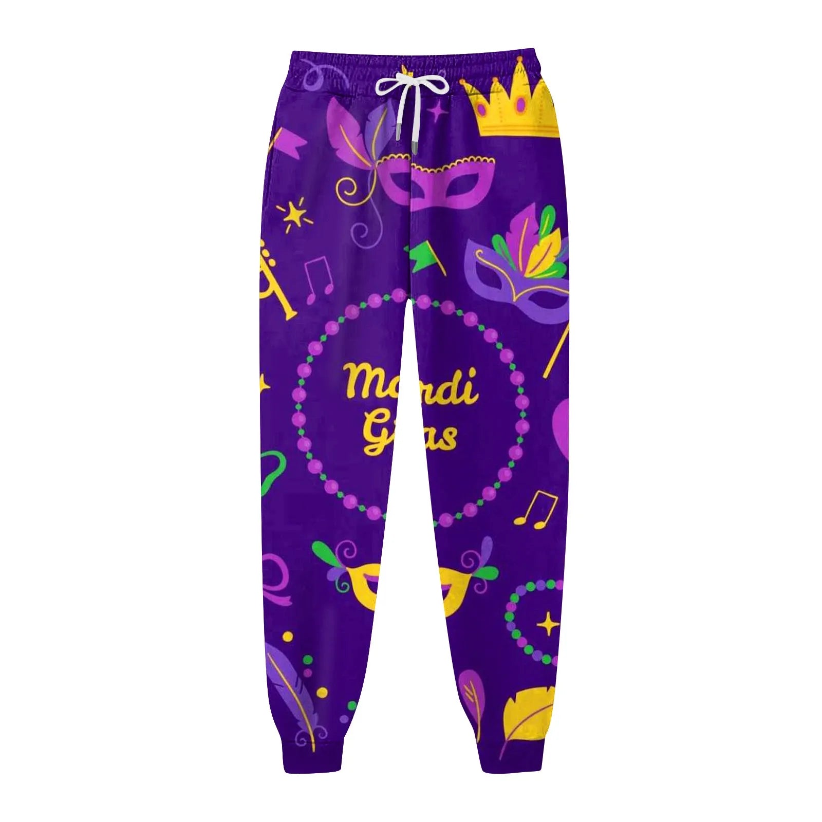 Women's Festive Mardi Gras Joggers for Festival Wear Pants