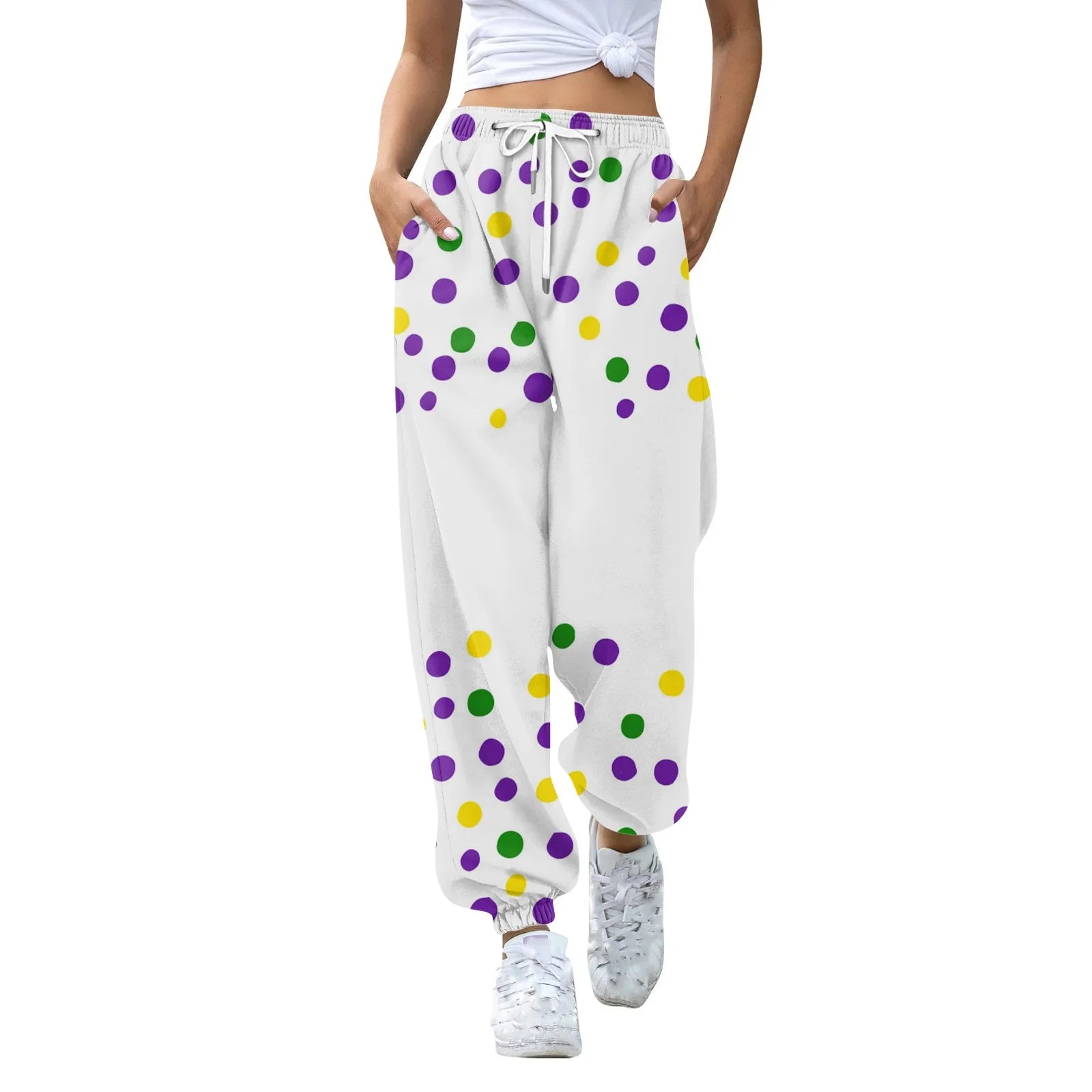 Women's Festive Mardi Gras Joggers for Festival Wear Pants