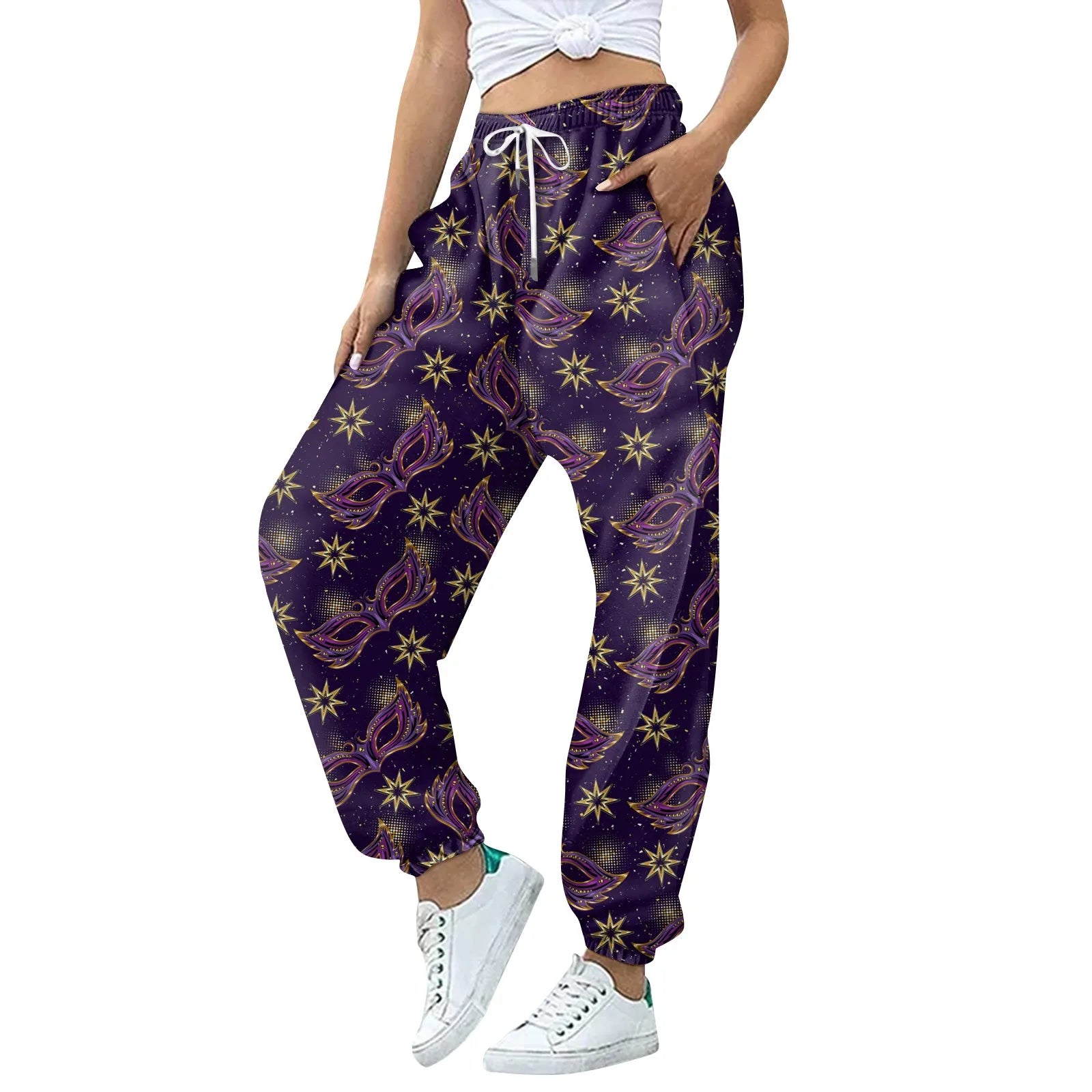 Women's Festive Mardi Gras Joggers for Festival Wear Pants