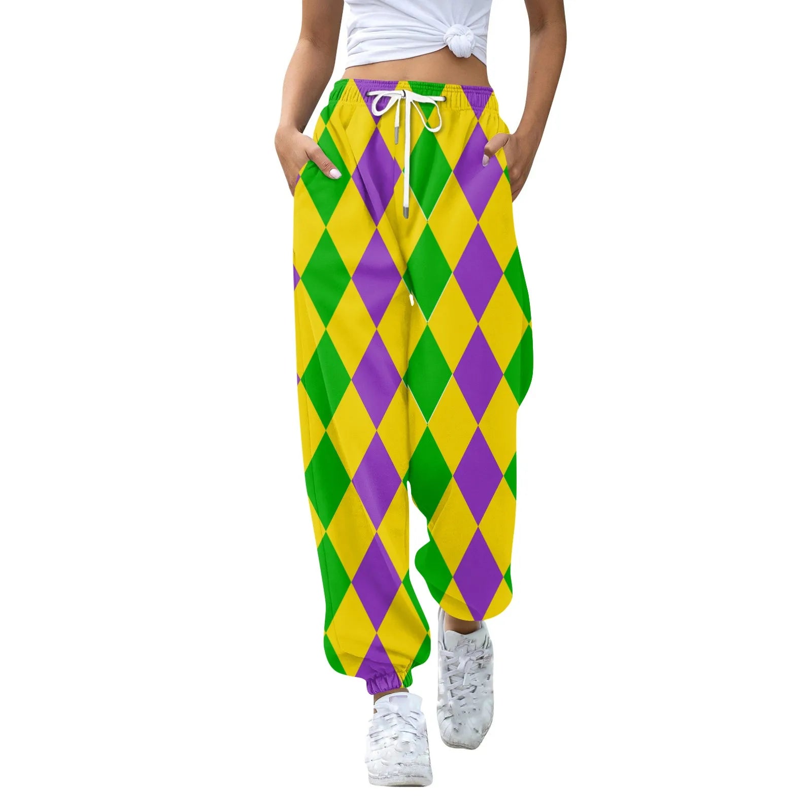 Women's Festive Mardi Gras Joggers for Festival Wear Pants