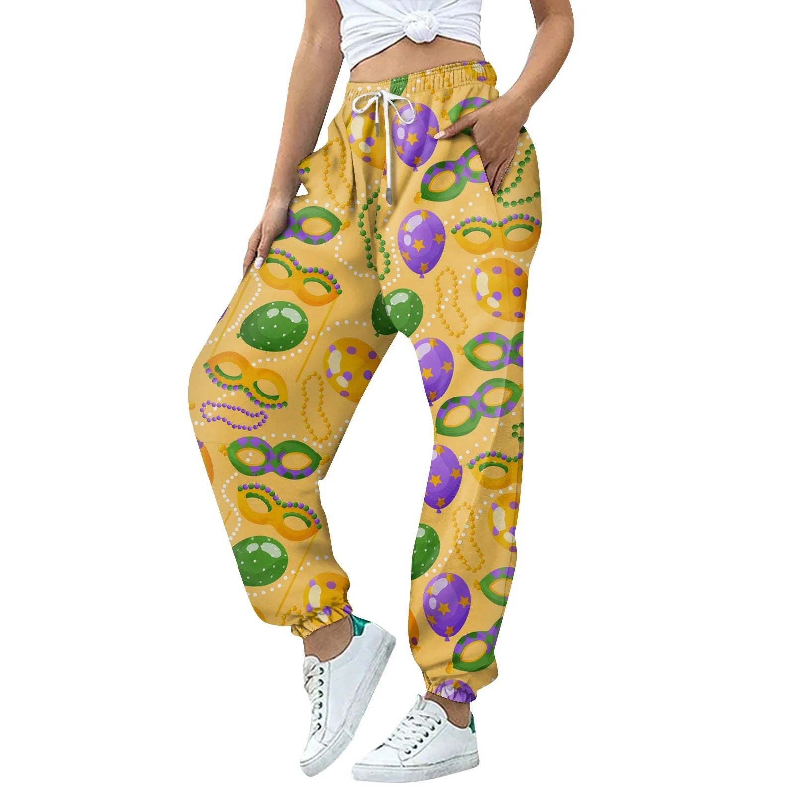 Women's Festive Mardi Gras Joggers for Festival Wear Pants