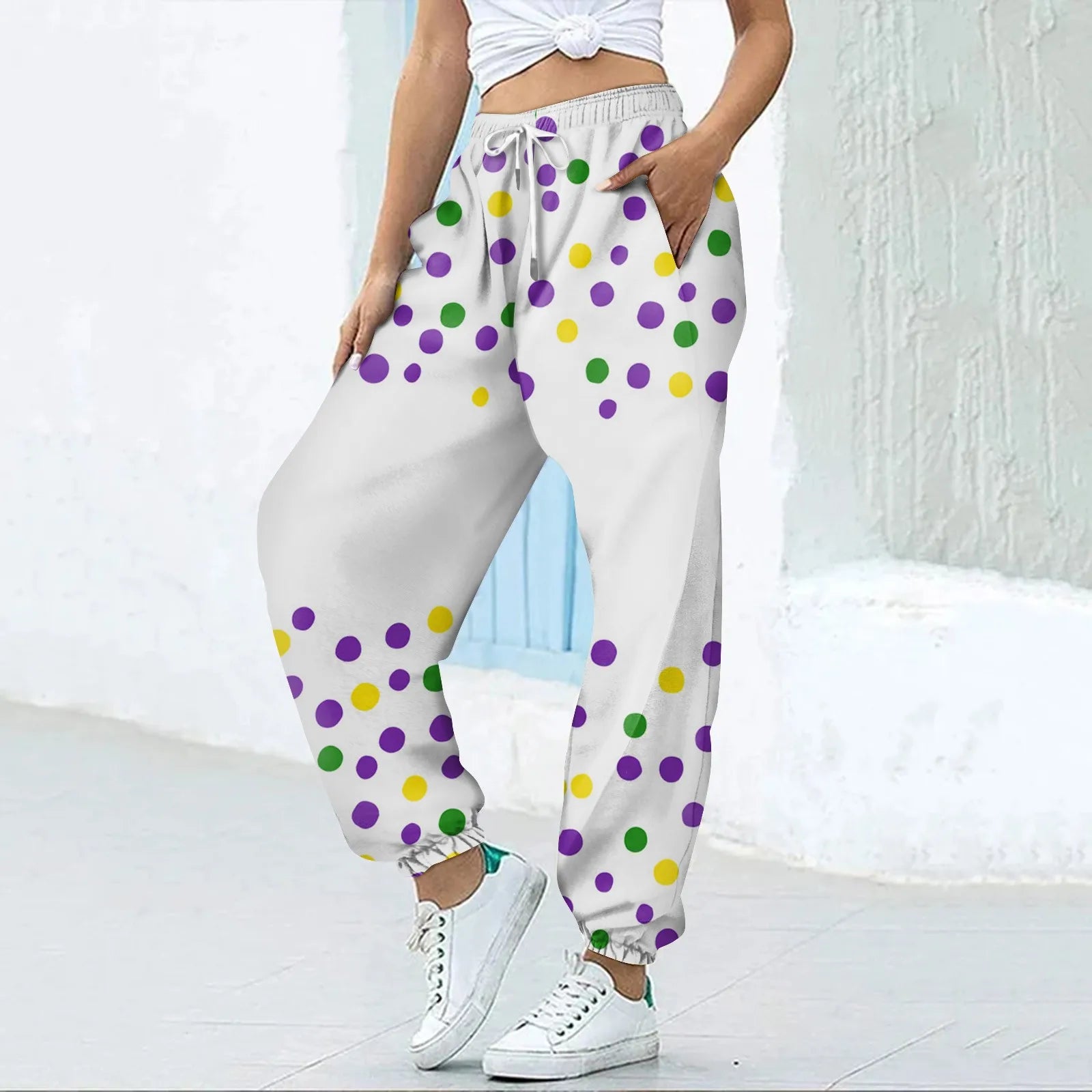 Women's Festive Mardi Gras Joggers for Festival Wear Pants