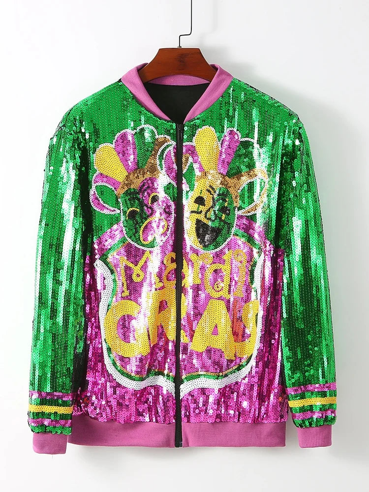 Mardi Gras Women's Festive Zip-Up Jacket for Carnival and Parades	