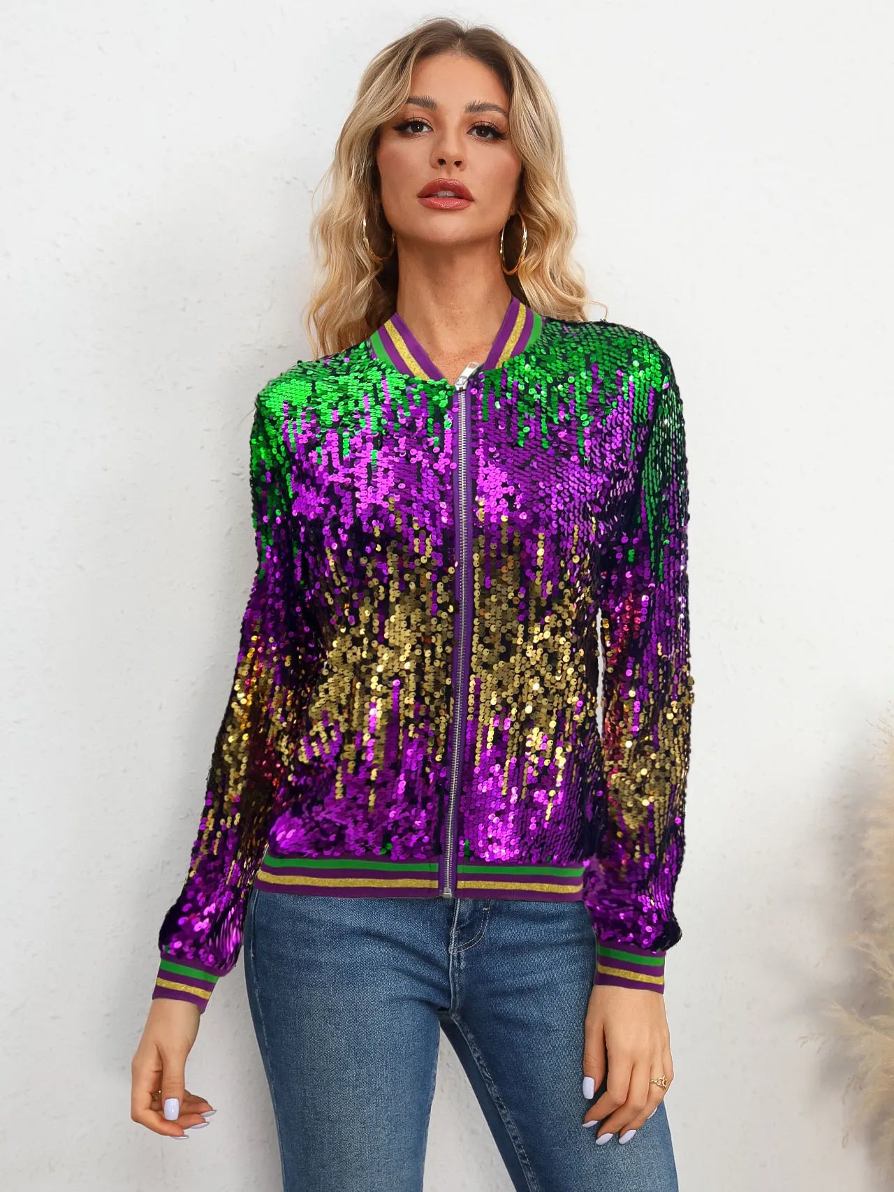 Women's Mardi Gras Zip-Up Jacket for Carnival	