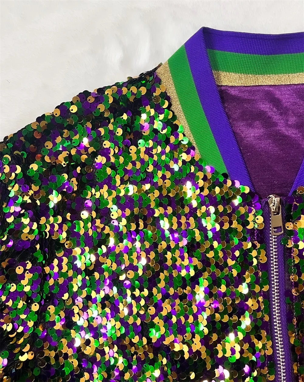 Women's Colorful Mardi Gras Sequin Jacket Festive Jackets