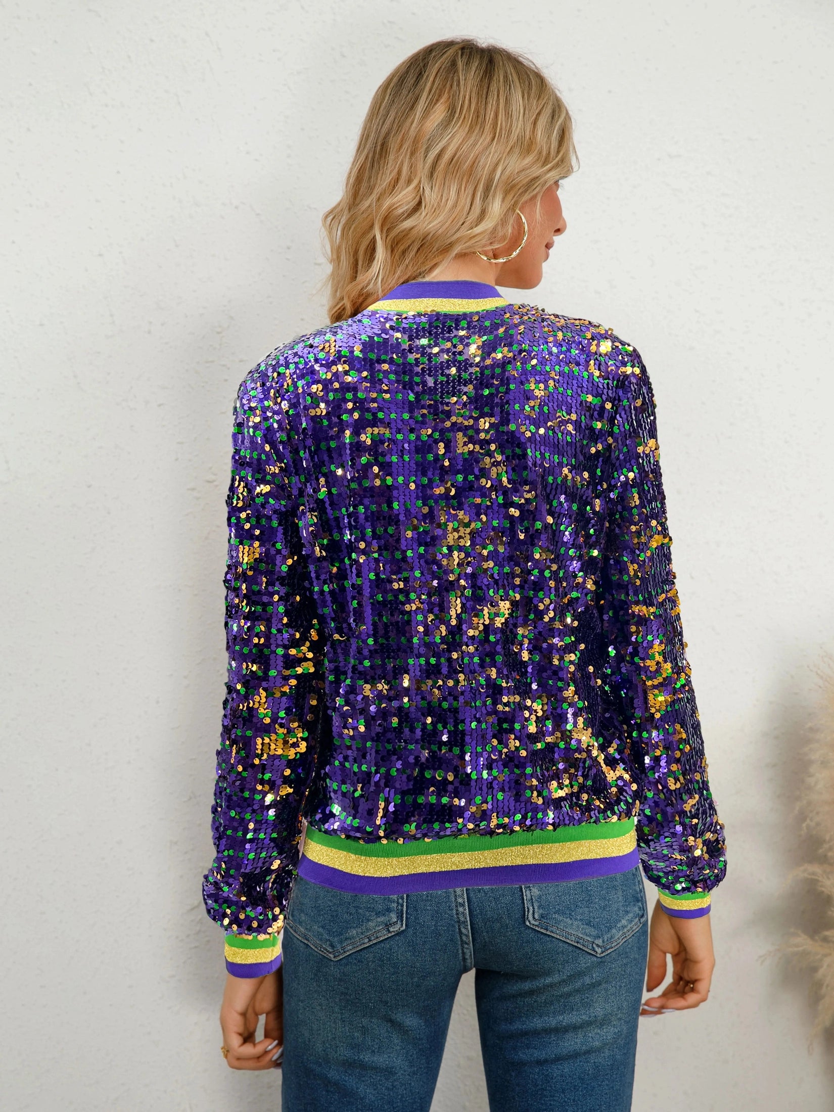 Mardi Gras Carnival Sequin Jacket for Women Festive Jackets