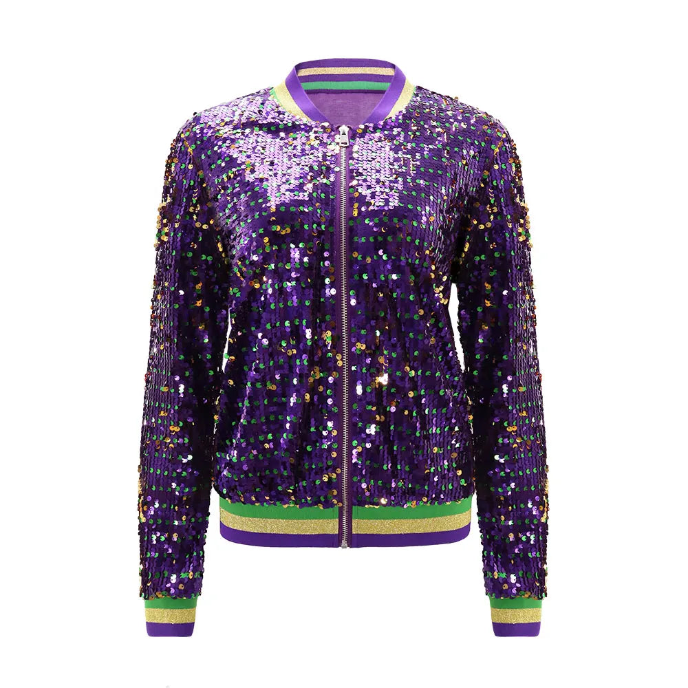 Mardi Gras Carnival Sequin Jacket for Women Festive Jackets