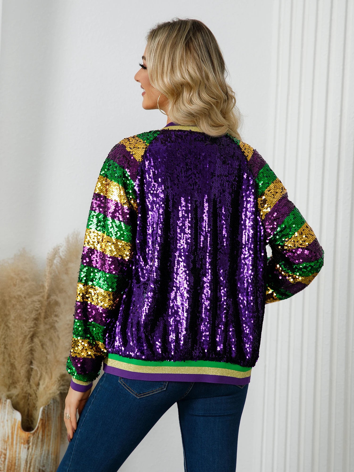 Women Mardi Gras Aviator Jacket for Carnival Festive Jackets