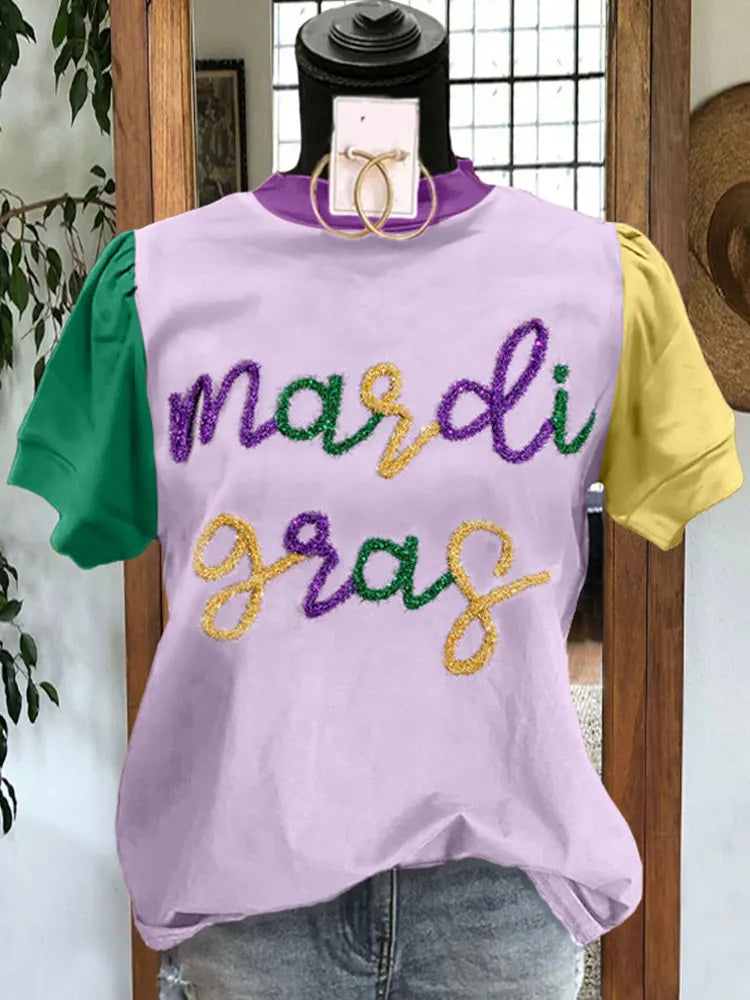  Mardi Gras Embroidered T-Shirt	