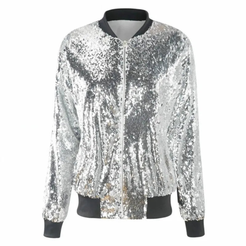 Mardi Gras Women's Sequin Jacket Aviator Style Festive Jackets