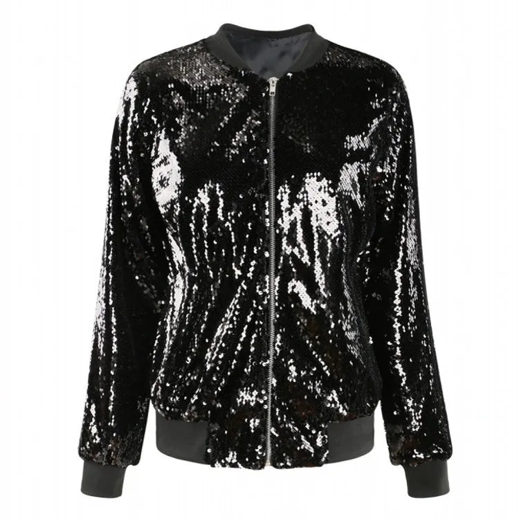 Mardi Gras Women's Sequin Jacket Aviator Style Festive Jackets