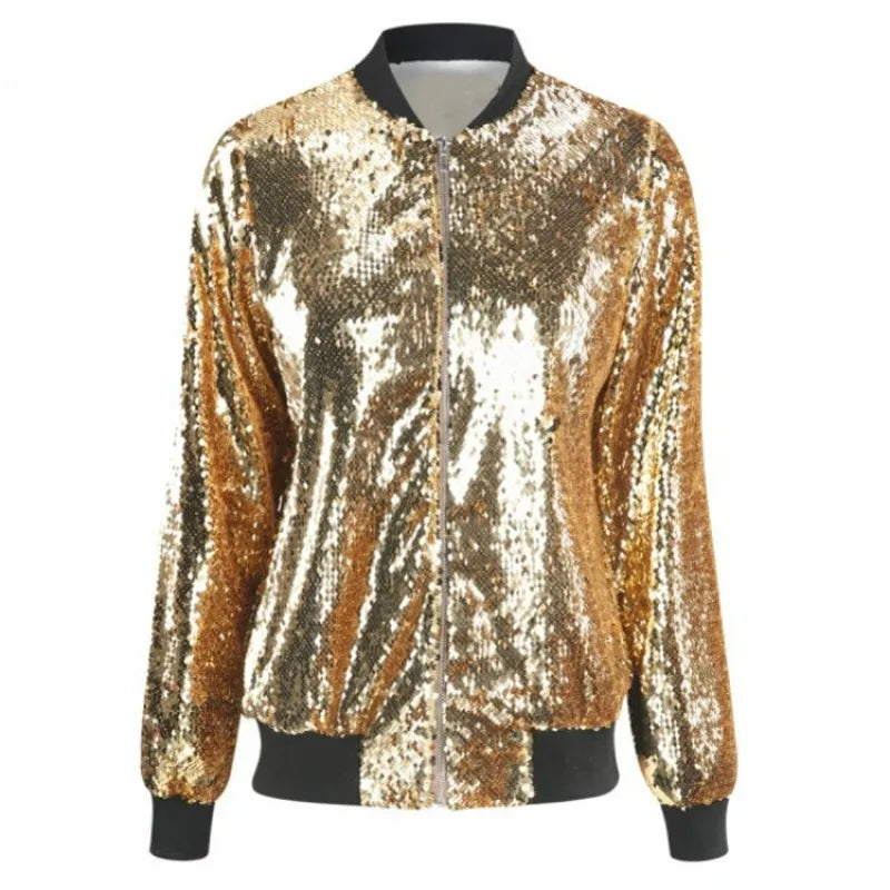 Mardi Gras Women's Sequin Jacket Aviator Style Festive Jackets