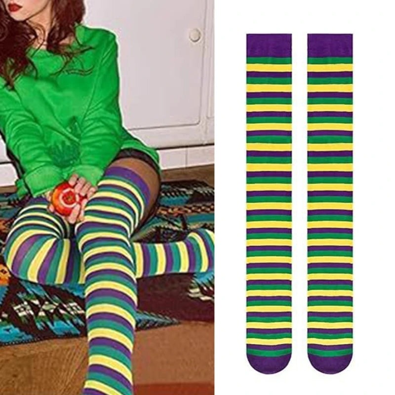 Women's Festive Over-Knee Stockings for Mardi Gras & Carnival