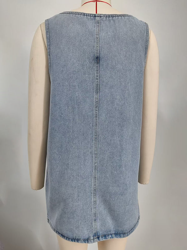 Casual Denim Jumper Dress with Side Pockets Jumper Dress