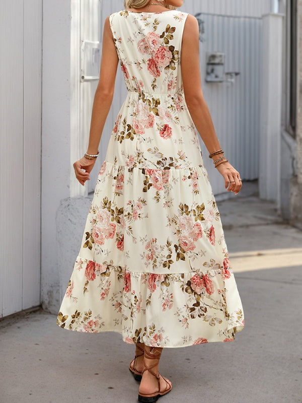 Casual Floral A-Line Dress with Ruffle Details Floral Dresses