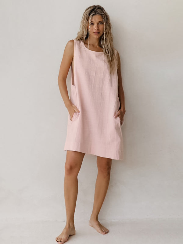 Women's Lounge Cotton Dress with Pockets Casual Dresses