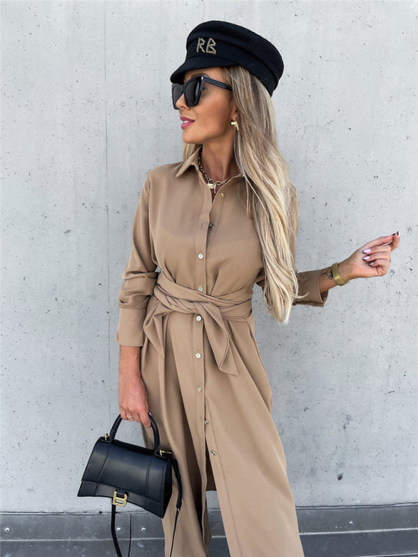 Taupe Shirt Dress for Professional and Casual Wear Business