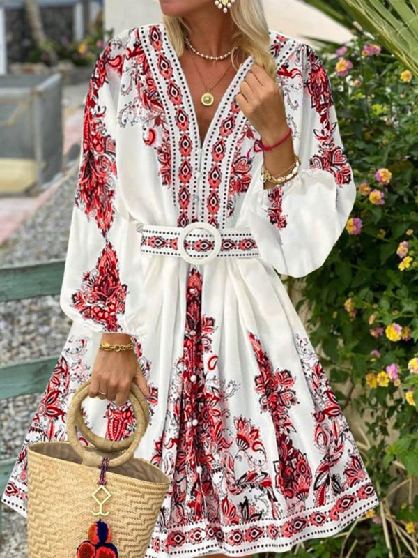 Boho Chic Midi Vacation Dress with Parsley Print	